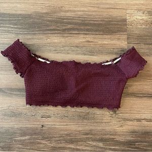 Pink maroon off the shoulder bikini top